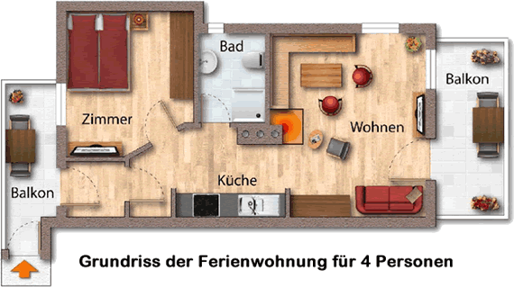 Grundriss Ferienwohnung in Silberleiten